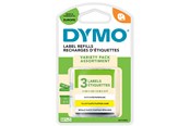 Papir, Fotopapir & Etiketter - DYMO Dymo Letratag tape, 12mm x 4m (3 ruller), sort skrift på gul/sølv/hvit, papir/metallic/plast - S0721800