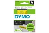 Papir, Fotopapir & Etiketter - DYMO D1 tape, 12mm x 7m rull, sort på gul - S0720580