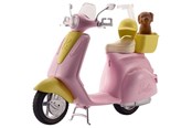 Dukker, Bamser & Utstyr - Barbie Pink & Yellow Scooter Moped With Puppy & Helmet - FRP56