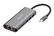 Dokkingstasjon - Sandberg USB-C Dock / HDMI+LAN+SD+USB 61W - 136-18