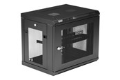 Rackskap - StarTech.com 2 Post 9U 19" Wall Mount Network Cabinet - Adjustable Depth 6-15"- Locking IT Switch Depth Enclosure - Vented Computer/Electronics Equipment Data Rack w/Shelf & Hook & Loop Tape - RK9WALM