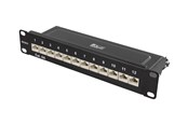 Tilbehør - Deltaco 10-PATCH15 10" patch panel 12xRJ45 Cat6a STP 10Gbps metal black - 10-PATCH15