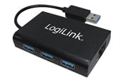 USB-hub - LogiLink USB3.0 3-Port Hub with Ethernet USB-hub - 3 porter - Svart - UA0173