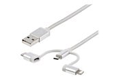 USB - StarTech.com USB Multi Charging Cable - Lightning USB-C Micro-USB - USB cable - 1 m - LTCUB1MGR