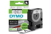 Papir, Fotopapir & Etiketter - DYMO D1 tape, 19mm x 7m rull, sort på hvit - 45803