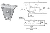 Skuffer & samleskinne kanaler - Wibe Ceiling bracket 5 pre-galvanized - 721101