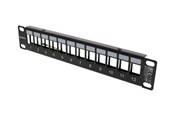 Tilbehør - Deltaco 10" Keystone patch panel 12 ports 1U metal black - 10-PATCH18