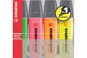 Skrive- & Tegneverktøy - STABILO BOSS Original 4 ass. colours highlighter with water-based ink refillable - 70/4