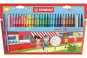 Hobbyartikler - STABILO  power fibre tip pen cardboard wallet of 30 pens washable ink cap off time 8 weeks - 280/30-01