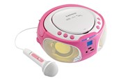 DAB, nettverks- og klokkeradio - Lenco SCD-650 - Portable FM Radio CD/MP3/USB Microphone & Light Effects - Pink - FM - Stereo - Rosa - SCD-650P