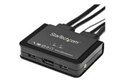 KVM-switch - StarTech.com 2 Port USB 4K60Hz DisplayPort KVM Switch with Built-In Cables - KVM / audio switch - 2 ports - SV211DPUA4K