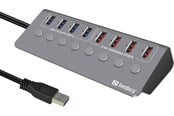 USB-hub - Sandberg USB 3.0 Hub 4xData + 4xCharge USB-hub - 4 porter - Grå - 133-94