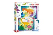 Puslespill - Clementoni Puzzle Funny dinosaurs 2x20st. - 24755