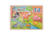 Puslespill - Goki Wooden Puzzle - On the Farm 48pcs. Tre - 57745