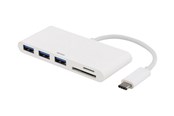 USB-hub - Deltaco USB 3.1 Gen 1 hub USB-C 3USB A SD/micro USB-hub - 3 porter - Hvit - USBC-HUB