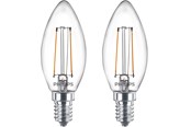 LED-lyspære - Philips LED-lyspære Classic Candle 2W/827 (25W) Clear 2-pack E14 - 929001238341