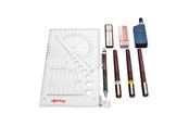 Skrive- & Tegneverktøy - Rotring Isograph Fineliner Pen & Pencil College Set | 3 Technical Pens (0.25mm 0.35mm 0.50mm) and Mechanical Pencil (0.5mm) + Accessories - S0699380