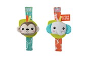 Babyleker - Bright Starts Rattle & teethe wrist pals w. monkey & elephant - BS-12092