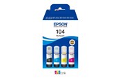 Printertilbehør blekk/toner - Epson EcoTank 104 - 4-Pack (Yellow Cyan Magenta Black) Ink - Blekkrefill Blå - C13T00P640