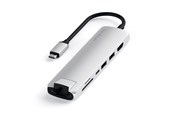 Dokkingstasjon - Satechi USB-C Slim Multiport Dock with Ethernet - Silver - ST-UCSMA3S