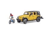 Leketøysbil - Bruder Jeep Wrangler Rubicon Unlimited with 1 mountain bike and cyclist - 02543