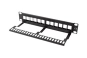 Tilbehør - Lanberg PPKS-9112-B Patch Panel Blank 12-Port 1U with Organizer for Keystone Modules Black - PPKS-9112-B