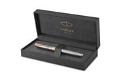 Skrive- & Tegneverktøy - Parker Sonnet Fountain Pen | Stainless Steel with Gold Trim | Fine Nib | Gift Box - 1931504