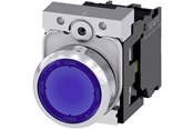 Trykknapper & Signalenheter - Siemens Illuminated pushbutton 22mm round metal shiny blue flat button - 3SU1152-0AB50-1BA0