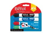 Konferanse & Presentasjon - Berol whiteboard marker, rund spiss 2mm, blister med 4 stk., assorterte farger - 1984863