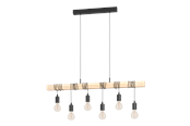 Lamper - EGLO TOWNSHEND long table pendant 6L black/oak - 43513