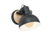 Lamper - EGLO LUBENHAM wall lamp black/wood - 44057