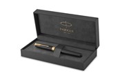 Skrive- & Tegneverktøy - Parker Sonnet Fountain Pen | Matte Black Lacquer with Gold Trim | Fine Nib | Gift Box - 1931516