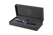 Skrive- & Tegneverktøy - Parker Sonnet Rollerball Pen | Blue Lacquer with Palladium Trim | Fine Point Black Ink | Gift Box - 1931535