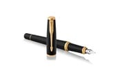 Skrive- & Tegneverktøy - Parker Urban Fountain Pen | Muted Black with Gold Trim | Fine Nib with Blue Ink | Gift Box - 1931593