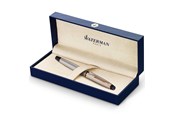 Skrive- & Tegneverktøy - Waterman Expert Rollerball Pen | Stainless Steel with 23k Gold Trim | Fine Point | Black Ink | Gift Box - S0951980