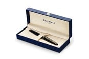 Skrive- & Tegneverktøy - Waterman Carène Black Sea Fountain Pen | High-Gloss Black & 23k Gold Clip | Fine Nib with Blue Ink Cartridge | Gift Box - S0700300