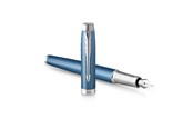 Skrive- & Tegneverktøy - Parker IM Fountain Pen | Premium Blue Grey with Chrome Trim | Fine Point with Blue Ink Cartridge | Gift Box - 2143651