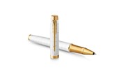 Skrive- & Tegneverktøy - Parker IM Rollerball Pen | Premium Pearl Lacquer with Gold Trim | Fine Point with Black Ink Refill | Gift Box - 2143646