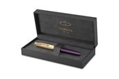 Skrive- & Tegneverktøy - Parker 51 Fountain Pen | Deluxe Plum Barrel with Gold Trim | Fine 18k Gold Nib with Black Ink Cartridge | Gift Box - 2123516