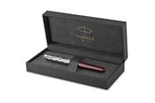 Skrive- & Tegneverktøy - Parker Sonnet Fountain Pen | Premium Metal and Red Satin Finish with Chrome Trim | Fine 18k Gold Nib with Black Ink Cartridge | Gift Box - 2119650