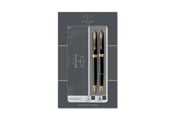 Skrive- & Tegneverktøy - Parker Sonnet Duo Gift Set with Ballpoint Pen & Fountain Pen (18K Gold Nib) | Gloss Black with Gold Trim | Black Refill & Cartridges - 2093371