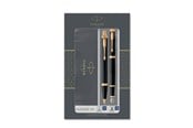 Skrive- & Tegneverktøy - Parker IM Duo Gift Set with Ballpoint Pen & Fountain Pen | Gloss Black with Gold Trim | Blue Ink Refill & Cartridge | Gift Packaging - 2093216