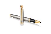 Skrive- & Tegneverktøy - Parker IM Rollerball Pen | Brushed Metal | Fine Point Black Ink | Gift Box - 1931663