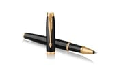 Skrive- & Tegneverktøy - Parker IM Rollerball Pen | Black  Lacquer with Gold Trim | Fine Point Black Ink | Gift Box - 1931659