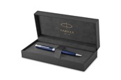 Skrive- & Tegneverktøy - Parker Sonnet Ballpoint Pen | Blue Lacquer with Palladium Trim | Medium Point Black Ink | Gift Box - 1931536