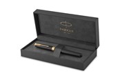 Skrive- & Tegneverktøy - Parker Sonnet Rollerball Pen | Matte Black Lacquer with Gold Trim | Fine Point Black Ink | Gift Box - 1931518