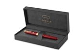 Skrive- & Tegneverktøy - Parker Sonnet Rollerball Pen | Red Lacquer with Gold Trim | Fine Point Black Ink | Gift Box - 1931475