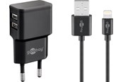 Mobil - Adaptere og ladere - Pro Dual Apple Lightning charger set 2.4 A black 1 m - 4040849449956