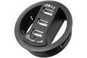 USB-hub - Pro 3 port USB 2.0 Hi Speed In-Desk HUB black - to be USB-hub - USB 2.0 - 3 porter - Svart - 4040849938931