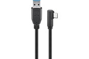 USB - Pro USB-A <-> USB-C - 90° - 1m - Svart - 4040849665011